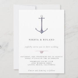 Waterverf Anchor Nautical Wedding Uitnodiging