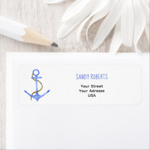 Waterverf anchor - Retouradreslabel Etiket