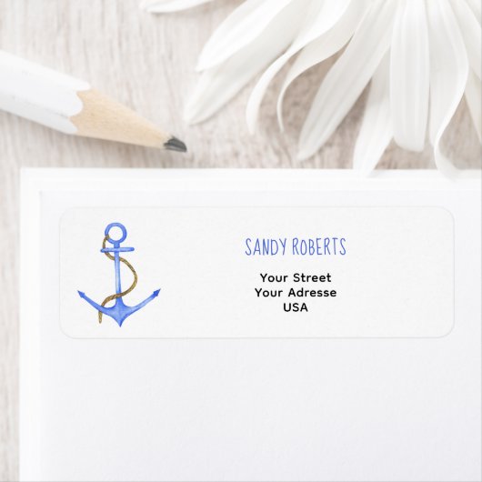 Waterverf anchor - Retouradreslabel Etiket (Insitu)