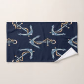 Waterverf Anchors Navy Blue Bad Handdoek (Handdoek)