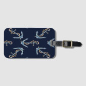 Waterverf Anchors Navy Blue Bagagelabel (Voorkant (horizontaal))