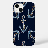 Waterverf Anchors Navy Blue Case-Mate iPhone Case (Achterkant)