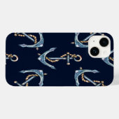 Waterverf Anchors Navy Blue Case-Mate iPhone Case (Achterkant (horizontaal))
