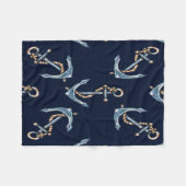 Waterverf Anchors Navy Blue Fleece Deken (Voorkant (Horizontaal))
