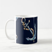 Waterverf Anchors Navy Blue Koffiemok (Links)