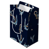 Waterverf Anchors Navy Blue Medium Cadeauzakje (Voorkant Gekanteld)