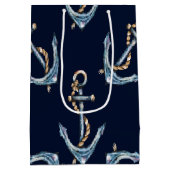 Waterverf Anchors Navy Blue Medium Cadeauzakje (Achterkant)