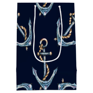 Waterverf Anchors Navy Blue Medium Cadeauzakje