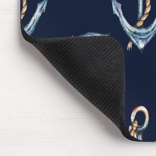 Waterverf Anchors Navy Blue Muismat (Hoek)