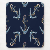 Waterverf Anchors Navy Blue Muismat (Voorkant)