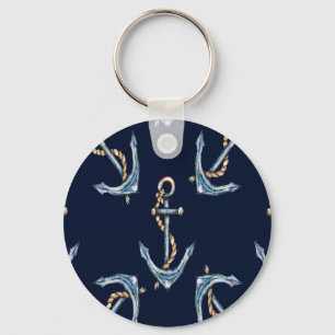 Waterverf Anchors Navy Blue Sleutelhanger