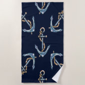 Waterverf Anchors Navy Blue Strandlaken (Voorkant)