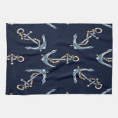Waterverf Anchors Navy Blue Theedoek (Horizontaal)
