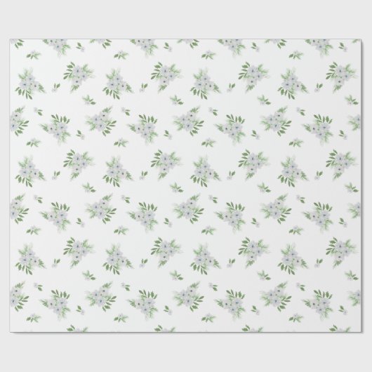 Waterverf-anemon- en -spar-patroon cadeaupapier (Vlak)