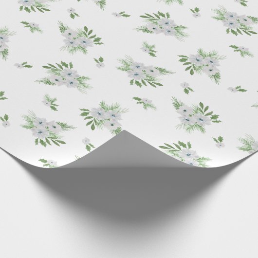 Waterverf-anemon- en -spar-patroon cadeaupapier (Hoek)