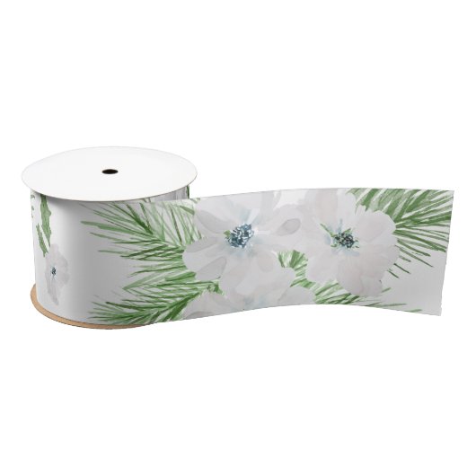 Waterverf-anemon- en -spar-patroon satijnen lint (Spoel)