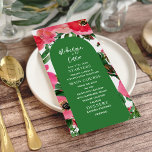 Waterverf Anemone Arch Green Wedding Menu<br><div class="desc">Waterverf anemonontwerp met groene boog en witte tekst.</div>
