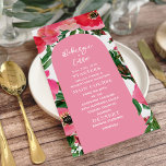 Waterverf Anemone Arch Pink Wedding Menu<br><div class="desc">Het anemonontwerp van de waterverf met roze boog en witte tekst.</div>