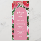 Waterverf Anemone Arch Pink Wedding Menu (Voorkant)