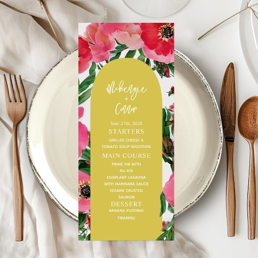 Waterverf Anemone Arch Yellow Wedding Menu