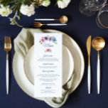Waterverf Anemone Bloem Bruiloft Menu Kaart<br><div class="desc">Deze Wedding Menu Kaart heeft een elegant blauw schrift op een witte achtergrond met tekst "menu" omringd door prachtige Anemone bloemen in roze, lavendel, blauw, paarse en violet met groene bladeren. De tekst kan worden aangepast door de tekstvakken te bewerken. De kleur aan de achterkant van het menu kan worden...</div>