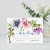 Waterverf Anemone Bloem Bruiloft RSVP Kaarten (Staand voorkant)