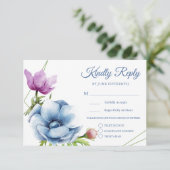 Waterverf Anemone Bloem Bruiloft RSVP Kaarten (Staand voorkant)