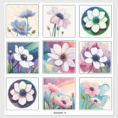 Waterverf Anemone bloemen Scrapbook Sticker (Vel)