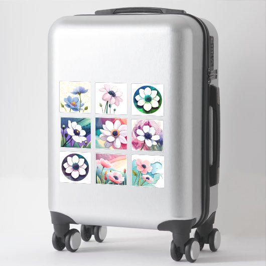 Waterverf Anemone bloemen Scrapbook Sticker (Koffer)