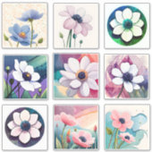 Waterverf Anemone bloemen Scrapbook Sticker (Voorkant)