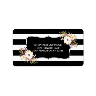 Waterverf Anemone Blooms Adresetiketten Etiket