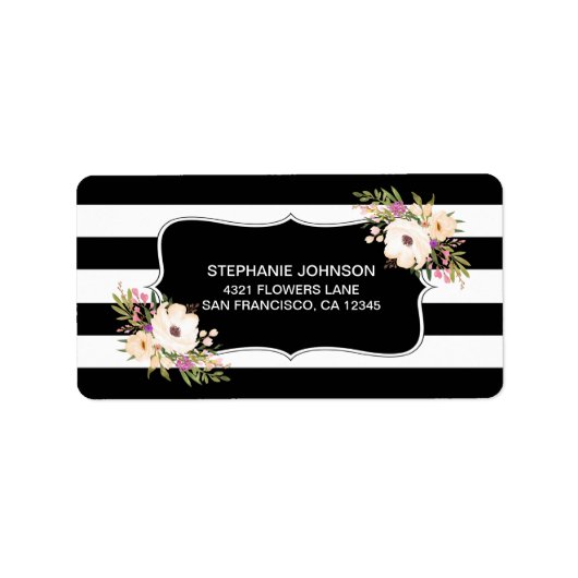 Waterverf Anemone Blooms Adresetiketten Etiket (Voorkant)