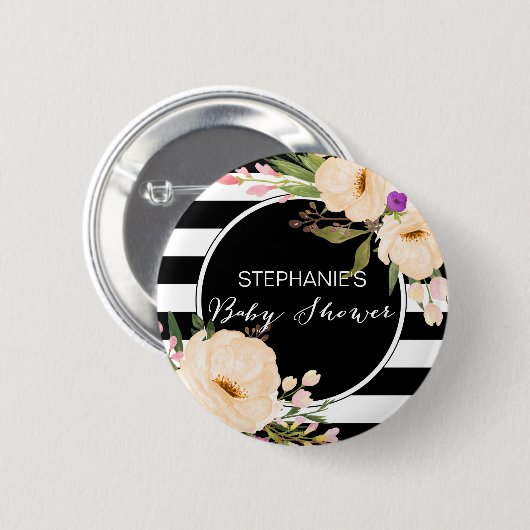 Waterverf Anemone Blooms Baby shower Button (Voorkant /achterkant)