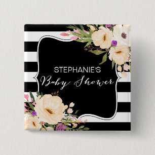 Waterverf Anemone Blooms Baby shower Button