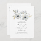 Waterverf Anemone  Botanical Save the Date Aankondigingskaart (Voorkant / Achterkant)