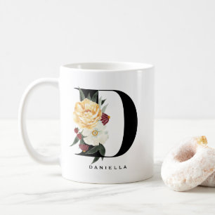 Waterverf Anemone Botanicals Letter D Monogram Koffiemok