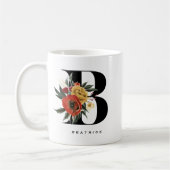Waterverf Anemone Botanische stoffen Letter B Mono Koffiemok (Links)