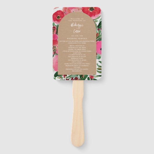 Waterverf Anemone Cardstock Arch Wedding Program Handwaaier (Voorkant)