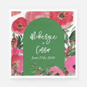 Waterverf Anemone Cardstock Green Arch Wedding Servet