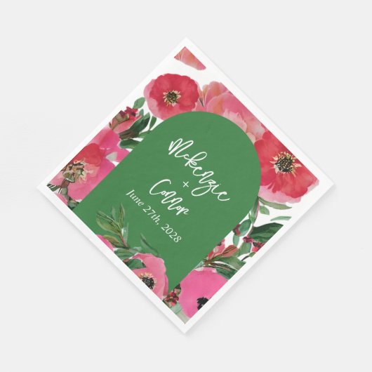 Waterverf Anemone Cardstock Green Arch Wedding Servet (Hoek)