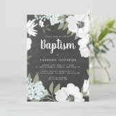 Waterverf Anemone Chalkboard Blue Baptisme Kaart (Staand voorkant)