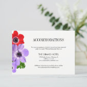 Waterverf Anemone Floral Accommodation Card Informatiekaartje (Staand voorkant)