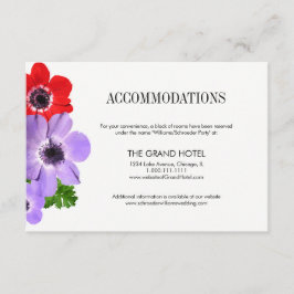 Waterverf Anemone Floral Accommodation Card Informatiekaartje