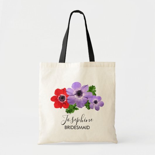 Waterverf Anemone Floral Bridesmaid Canvas tas (Voorkant)