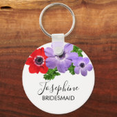Waterverf Anemone Floral Bridesmaid Sleutelhanger (Voorkant)