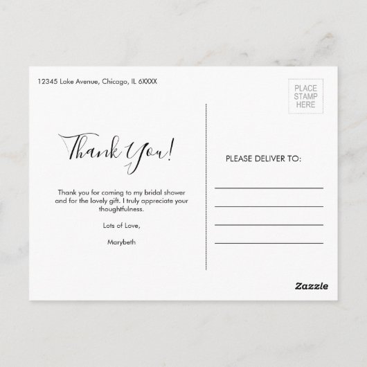 Waterverf Anemone Floral Dank u Briefkaart (Achterkant)