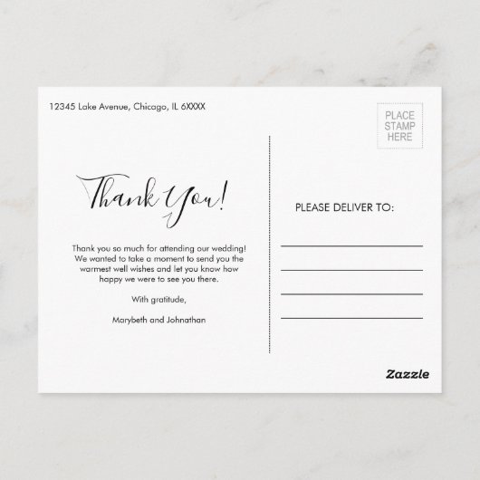 Waterverf Anemone Floral Dank u Briefkaart (Achterkant)