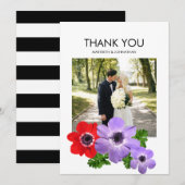 Waterverf Anemone Floral Hartelijk dank Bedankkaart (Voorkant / Achterkant)