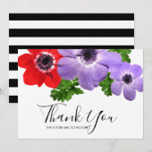 Waterverf Anemone Floral Hartelijk dank Bedankkaart (Voorkant / Achterkant)