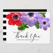 Waterverf Anemone Floral Hartelijk dank Bedankkaart (Voorkant / Achterkant)
